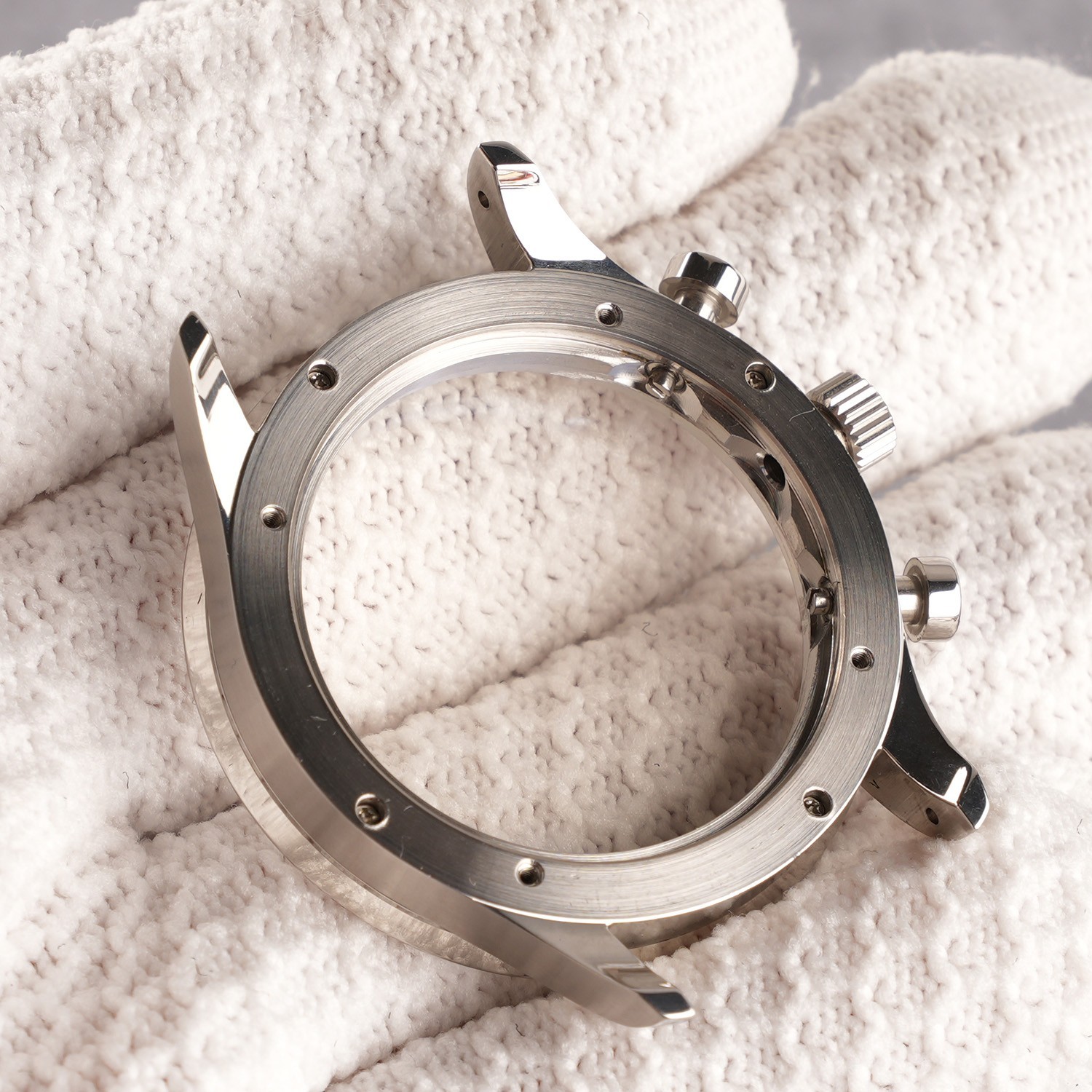 41mm Stainless Steel Watch Case + Leather Strap + Dial + Hands for 7750 Movement
