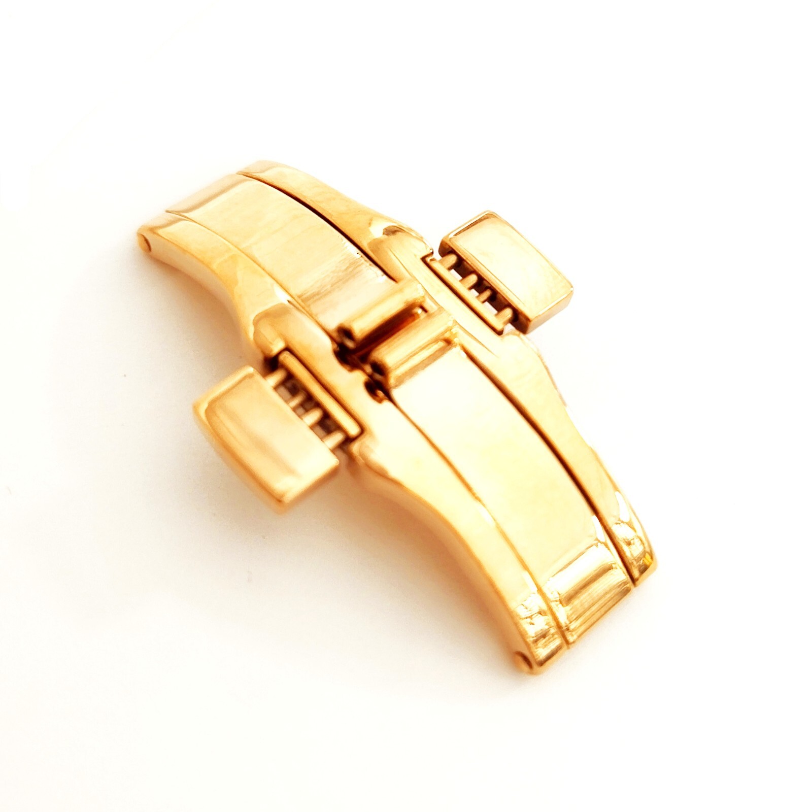 Stainless Steel Push Button Butterfly Deployment Rose Gold Clasp/Buckle 6×23 mm