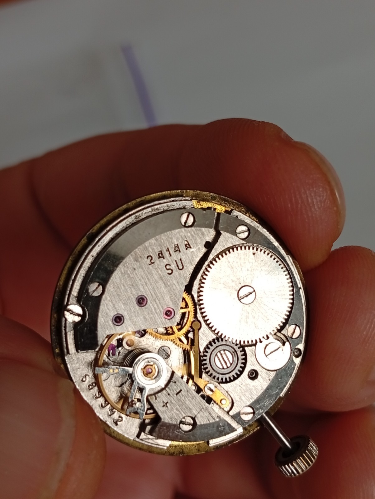 Vintage Soviet Vostok 2414A Watch Movement with Dial & Hands – USSR