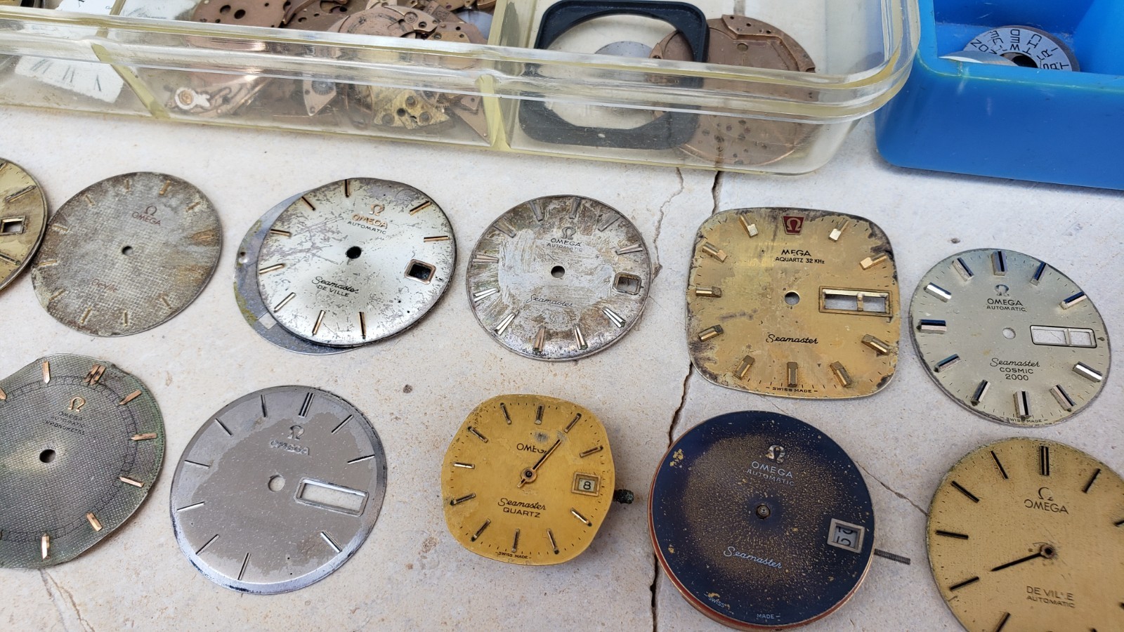 Huge Lot Of Omega Watch Movements & Dials & Parts