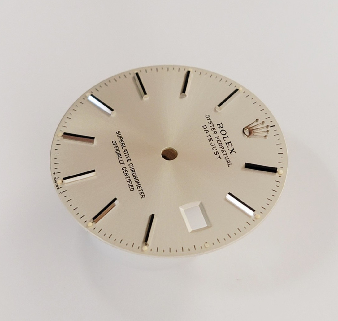 Genuine Rolex Dial DateJust 36mm Silver WG Stick 16014-16220, 16240, 16244