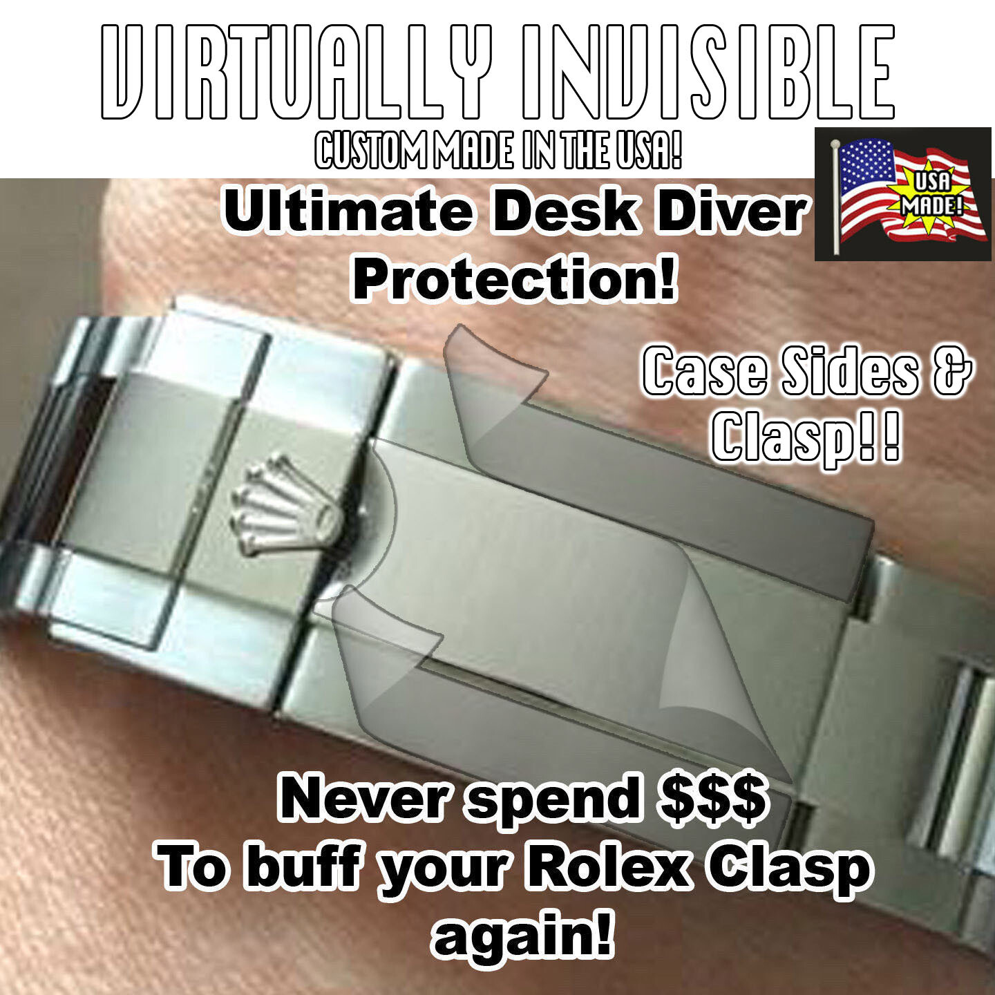 For-Rolex Sea Dweller 43 Full Clasp HD Protectors ONLY – Anti Scratch Set of 2
