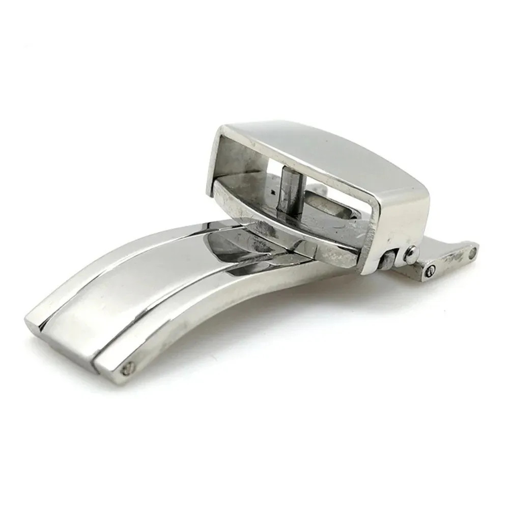 14-22mm Solid Stainless Steel Butterfly Deployment Clasp Silver Watch Buckle