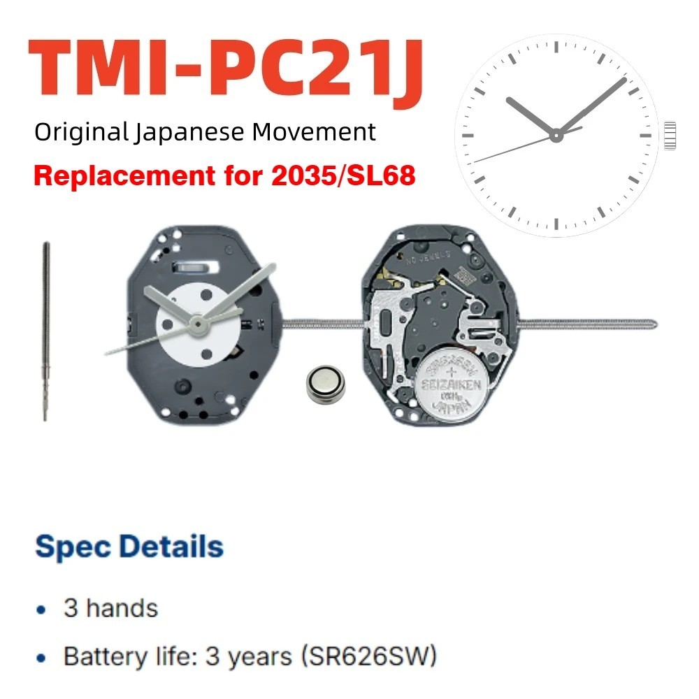 Seiko PC21S PC21J Quartz Watch Movement Reliable Replacement for 3-Hand Watches