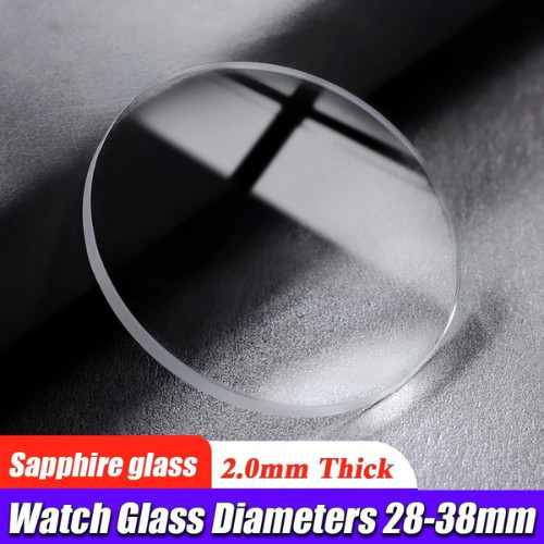2.0mm Flat Sapphire Watch Crystal 28-38mm Round Watch Mineral Lens