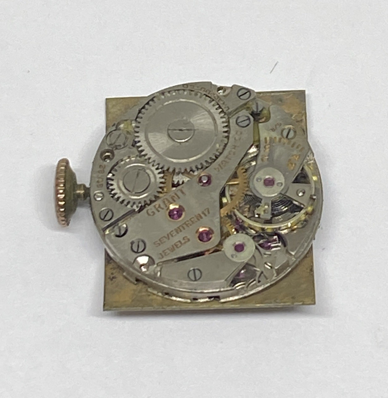 Vintage Grant 17 Jewel Swiss Watch Movement Dial & Hands Running