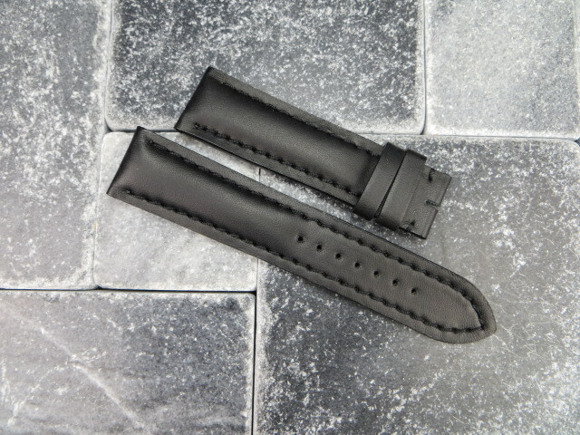 24mm CALF Leather Strap Black Watch Band with OEM BREITLING Tang Buckle Black x1