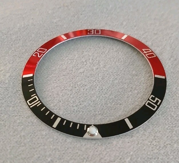 Black Red Bezel insert 37.5mm Rolex Submariner 16610 16800 Seiko Aluminium Coke