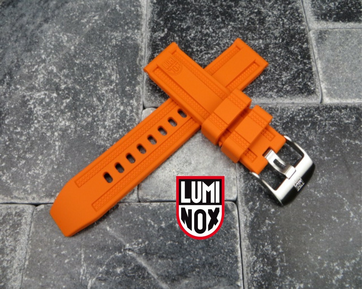 New 23mm LUMINOX Rubber Strap EVO Diver Watch Band XV 3050 3950 Navy Seal Orange