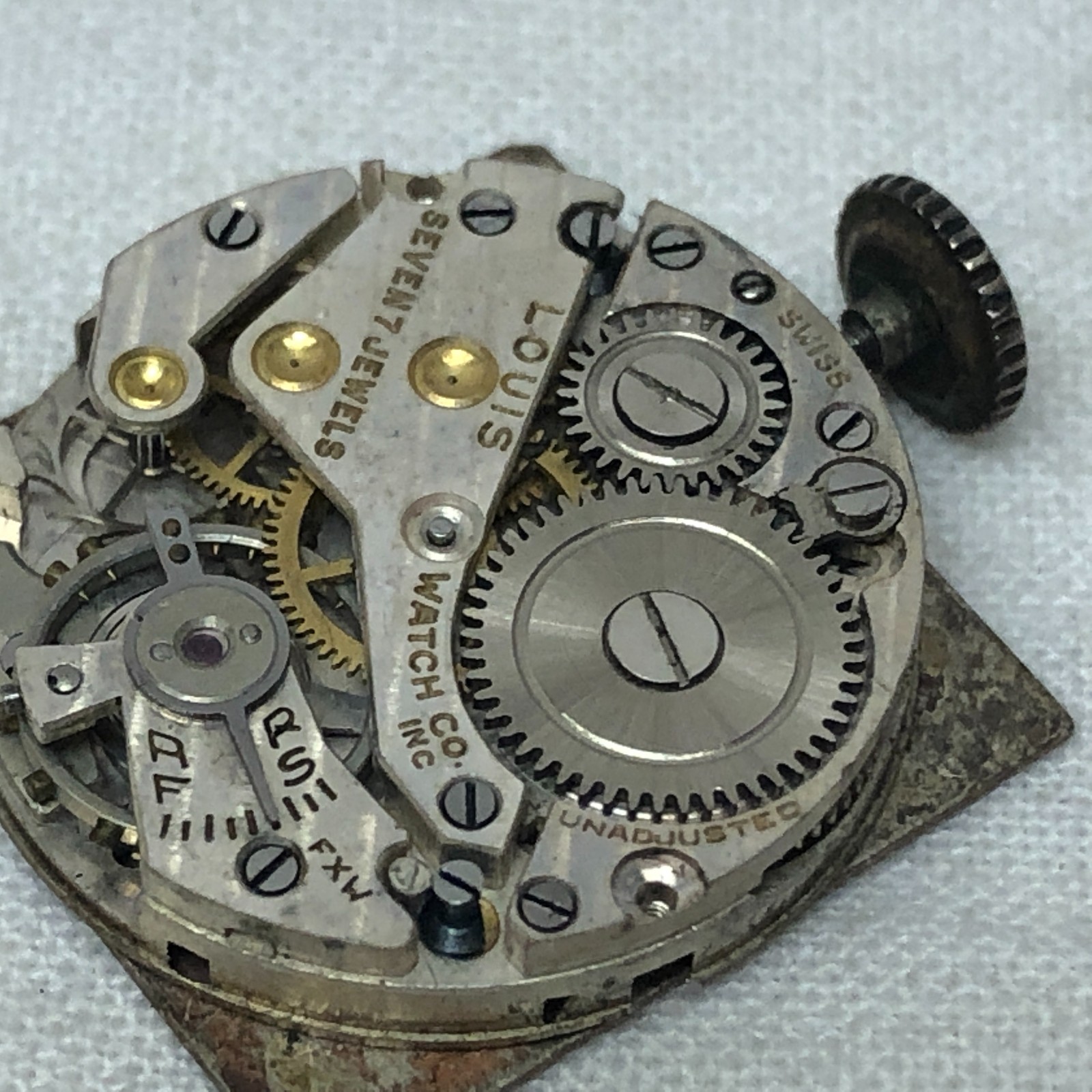Vintage 1930-40’s Louis Watch Company 10k R Gold Plate For Parts or Repair