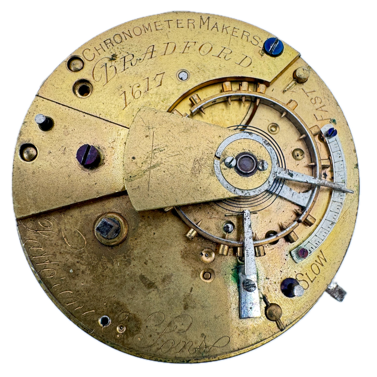 Antique 46.5mm Fattorini & Sons Chronometer Key Wind Fusee Pocket Watch Movement