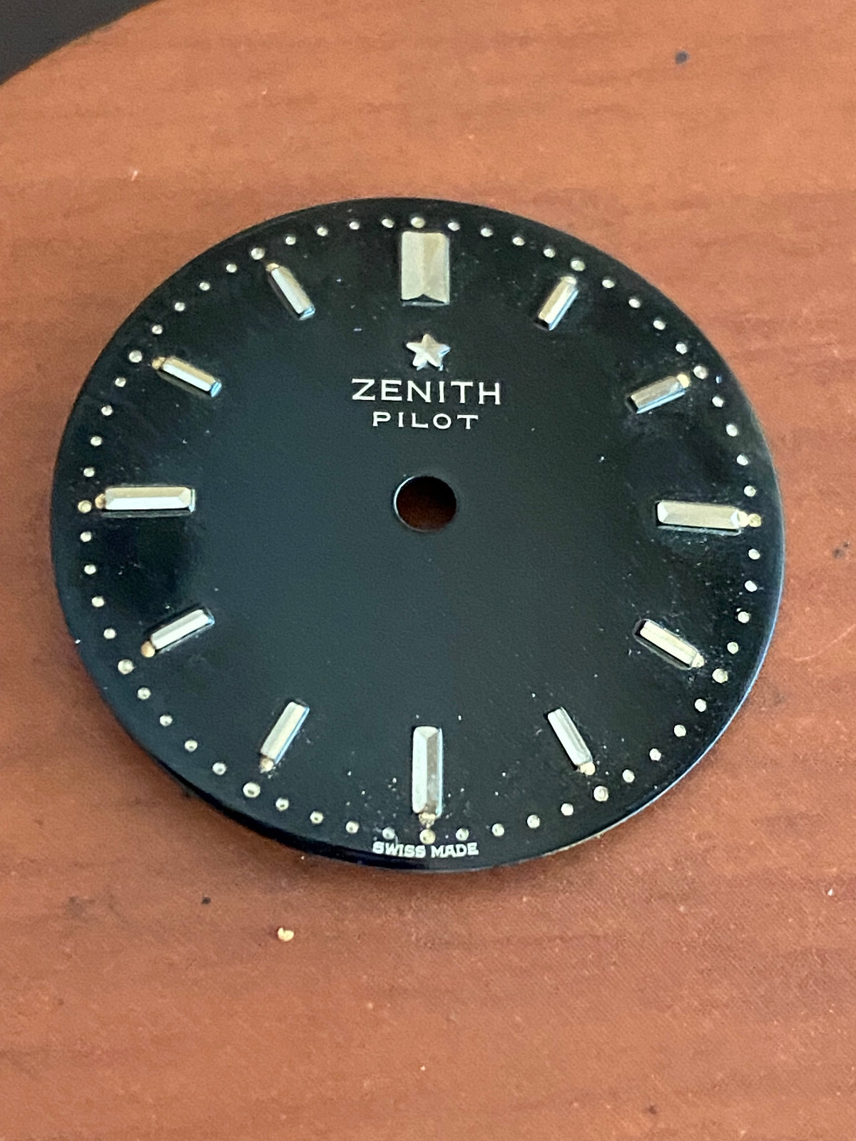 VINTAGE N.O.S. ZENITH PILOT BLACK DIAL ONLY, W/SILVER MARKERS, 27.5MM