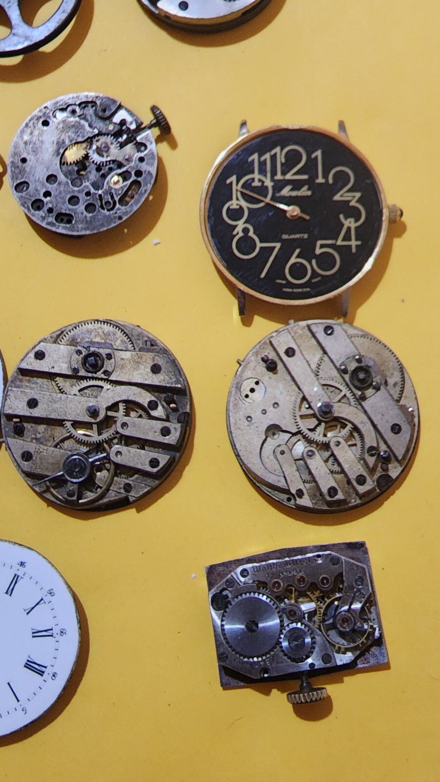 vintage watch movement lot for scrap,repurpose or parts,Waltham, Elgin etc A4