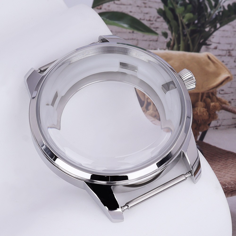 FEIYASHI 33mm/40.6mm Polished Steel Diver Watch Case Silver For Seiko NH35 NH36