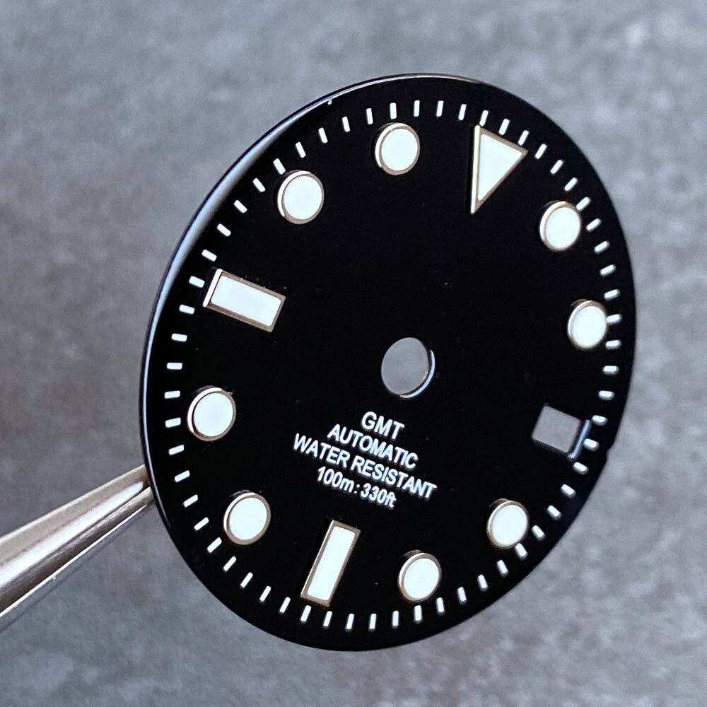 Luminous Black Green Blue 29mm Watch Dial Face fit NH34A NH34 GMT Automatic Movt