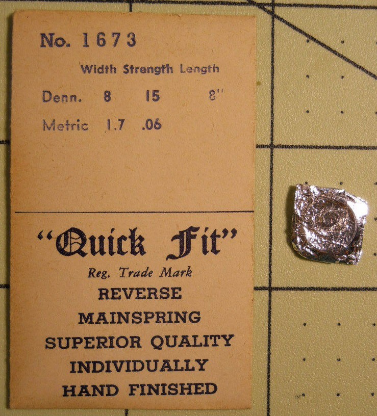 QUICK FIT 1673 Watch Mainspring – 8 x 15 x 8 – 1.70 x .06 mm Factory Replacement