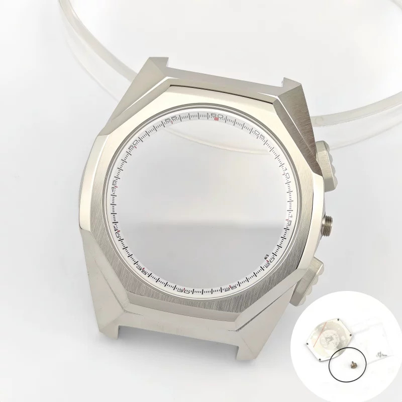 44.5mm Stainless Watch Case+Strap Sapphire for VK63 VK64 Movement 32.5mm Dial