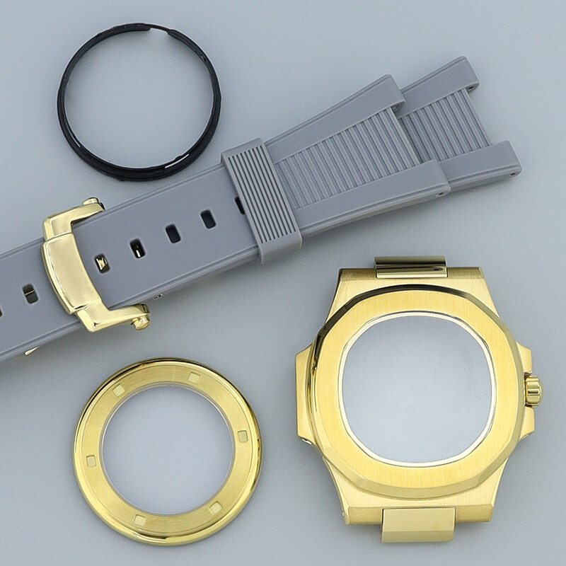 Gold 40mm Luxury Square Watch Case Strap Sapphire Glass For Seiko NH35 NH36 Mov