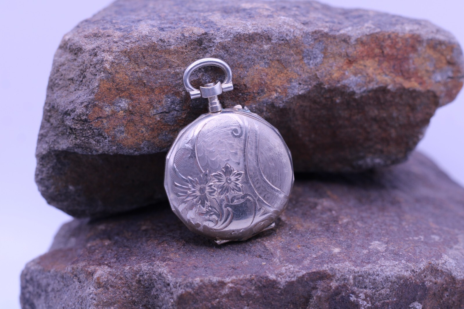 ARGENTAN LADIES SWISS POCKET WATCH FANCY CASE & DIAL 30.5mm DIAMETER NOS (ES)