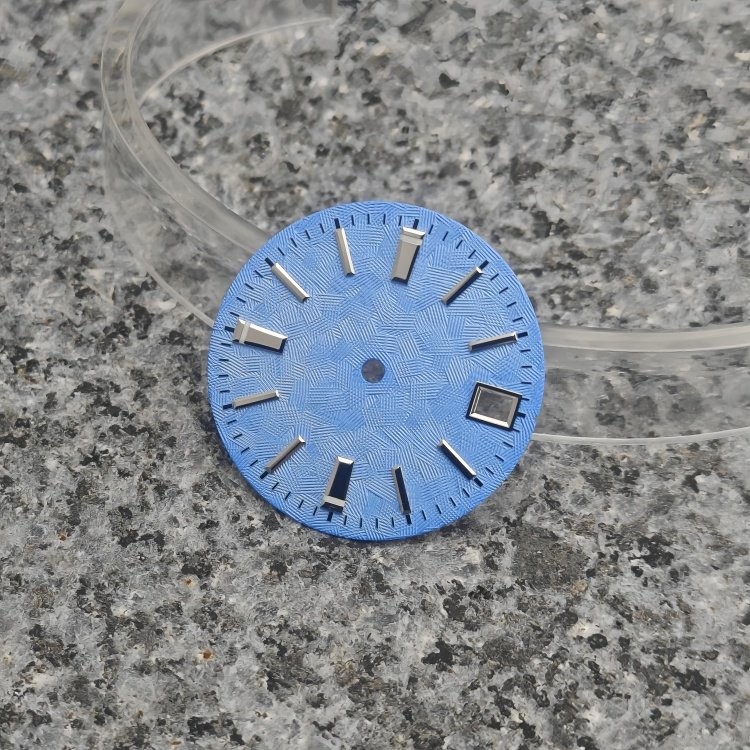28.5mm Silver Textured Dial 3H Date BGW9 Lume Fit Auto Mod Part