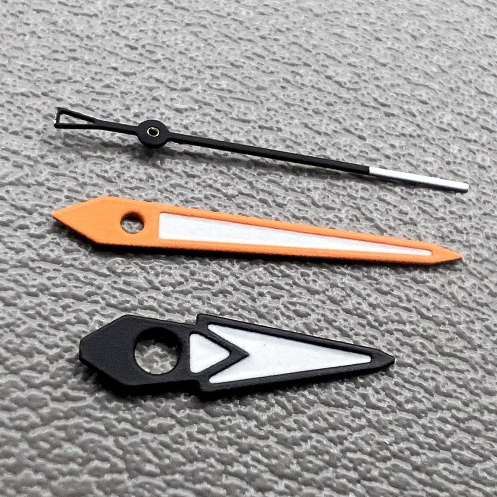 2 Sets Green Arrow Lume Hands with Orange Black Trim for NH35 NH36 NH70