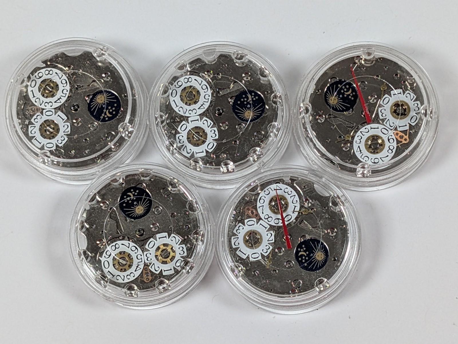 Lot Of 5 Roots Canada Automatic Watch Movement Seagull T16 Big Date Vtg NOS 28mm