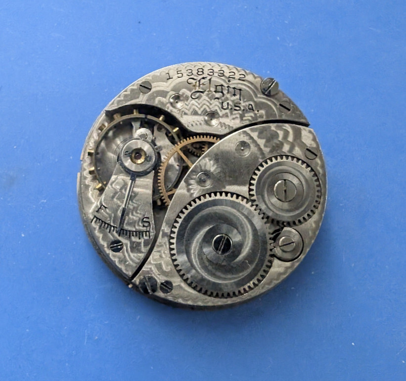 VINTAGE 0 SIZE ELGIN GRADE 320 HUNTING POCKET WATCH MOVEMENT RUNNING