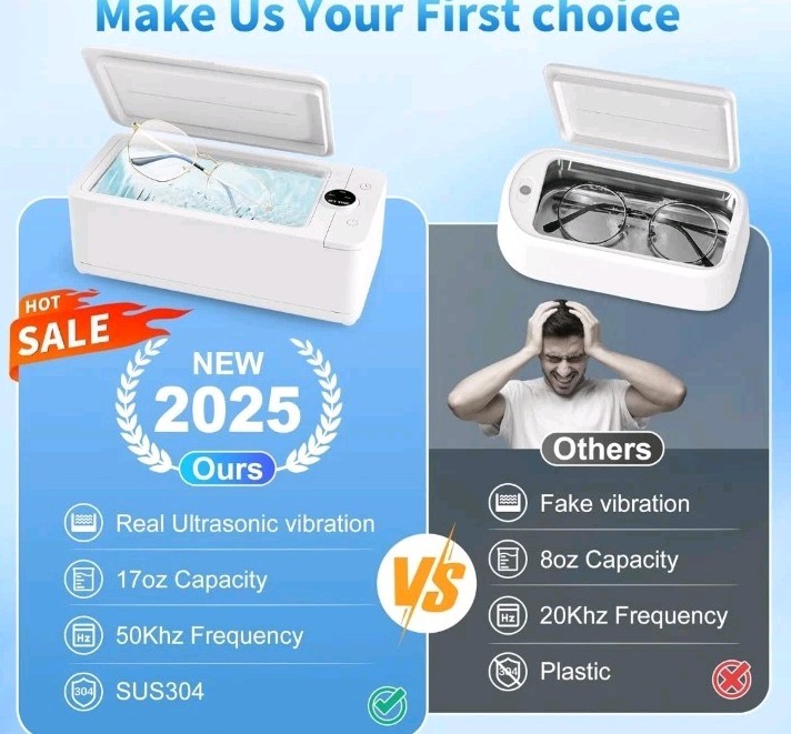 Ultrasonic Jewelry Cleaner, 50KHz Professional Jewelry Cleaner Mach… Fast Ship