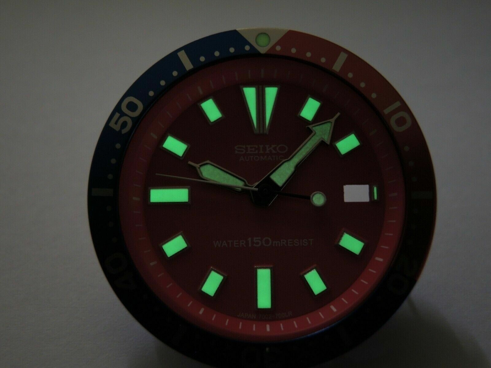 NEW RED DIAL,HANDS,MINUTE TRACK & PEPSI INSERT LARGE DIVERS 7002-7001 /700J