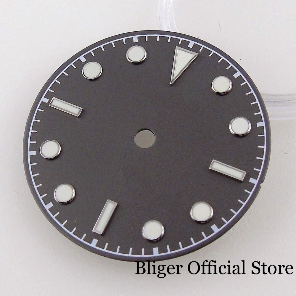 BLIGER 29mm Black Gray Watch Dial Snowflake Hand Fit NH35 NH36 NH38 Without Date