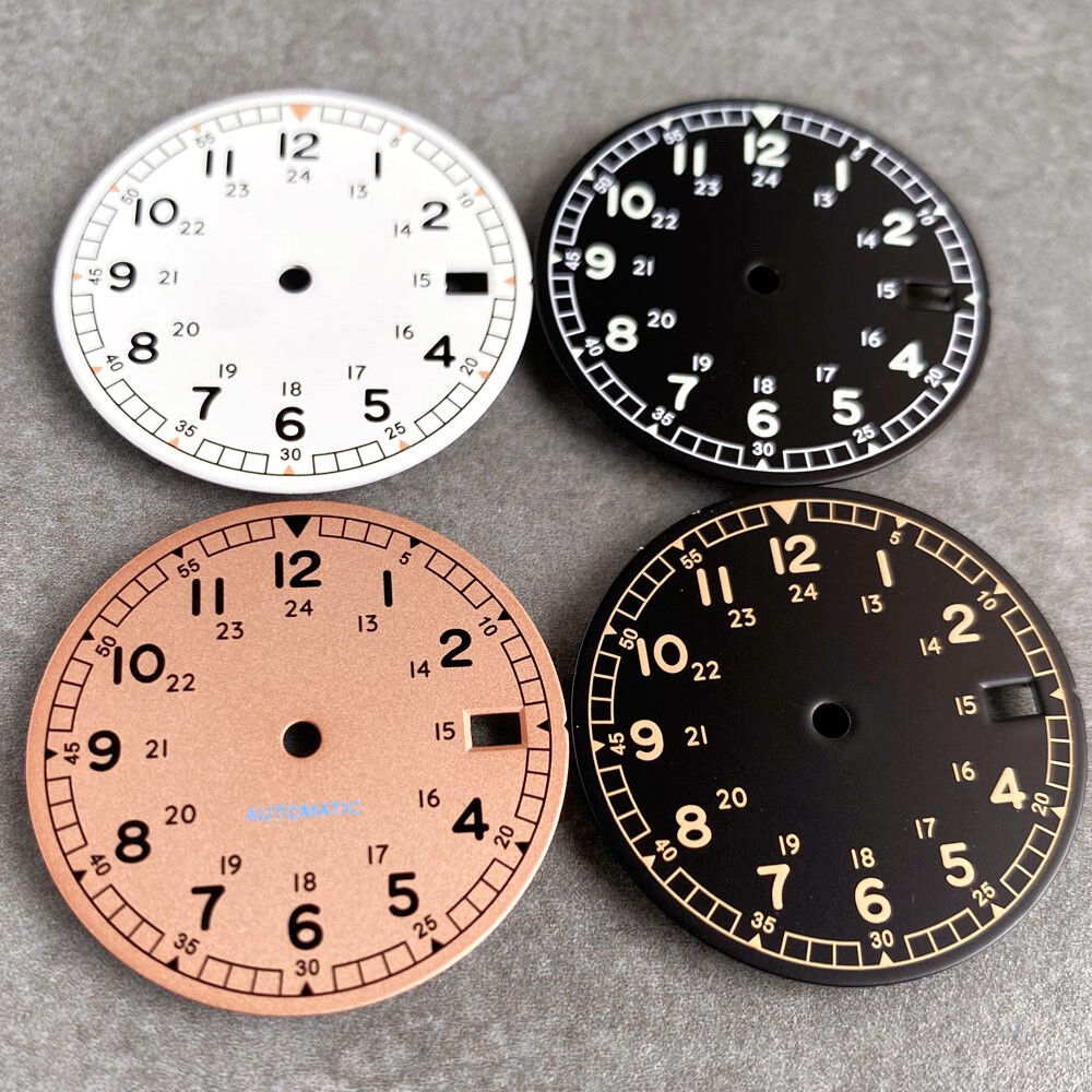 29mm Pilot Style Watch Dial Face and Hands Fit for NH35 NH36 Automatic Movement