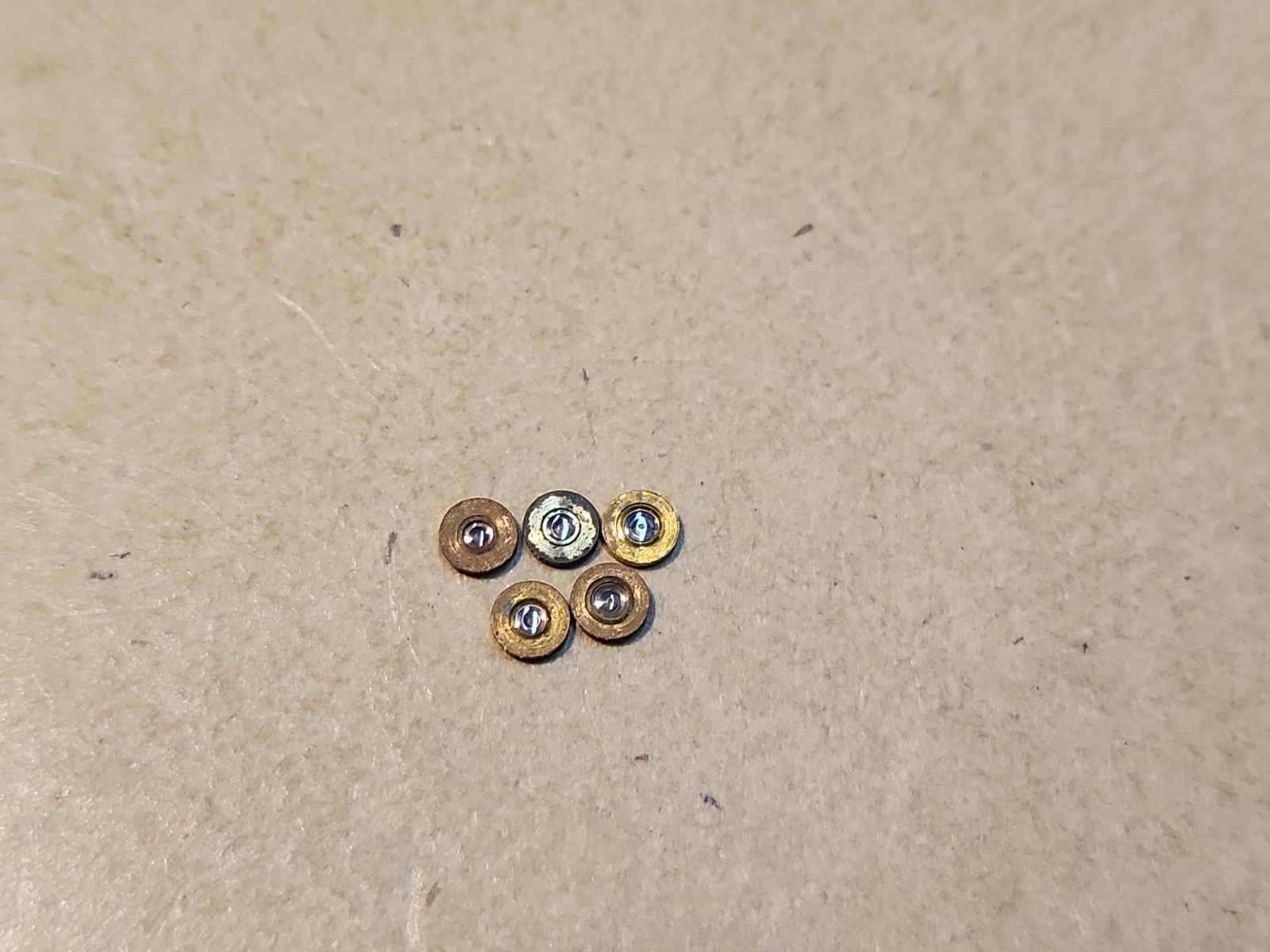 Lot Of 5 American Pocket Watch Hole Jewels 16s-18s Diameter 2.81mm To 2.83mm