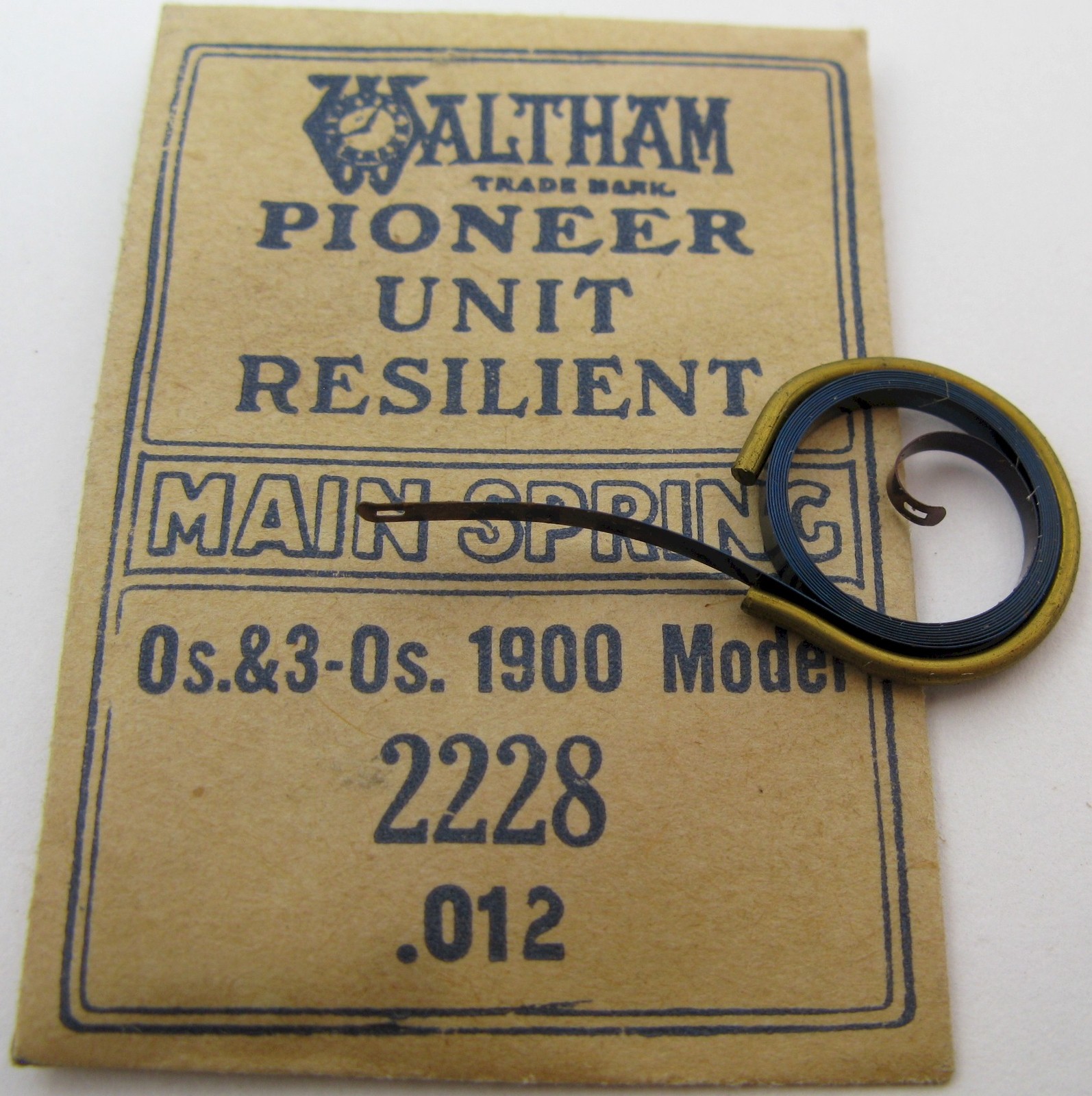 New old Waltham 0s & 3-0s 1900 model 2228 0.012 US Mainspring 1 piece