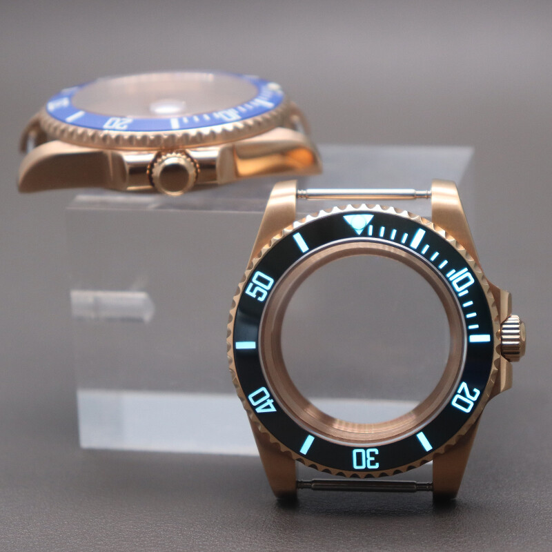 40mm Rose Gold Stainless Steel Watch Case 3C Luminous Ceramic For nh36 nh35 nh34