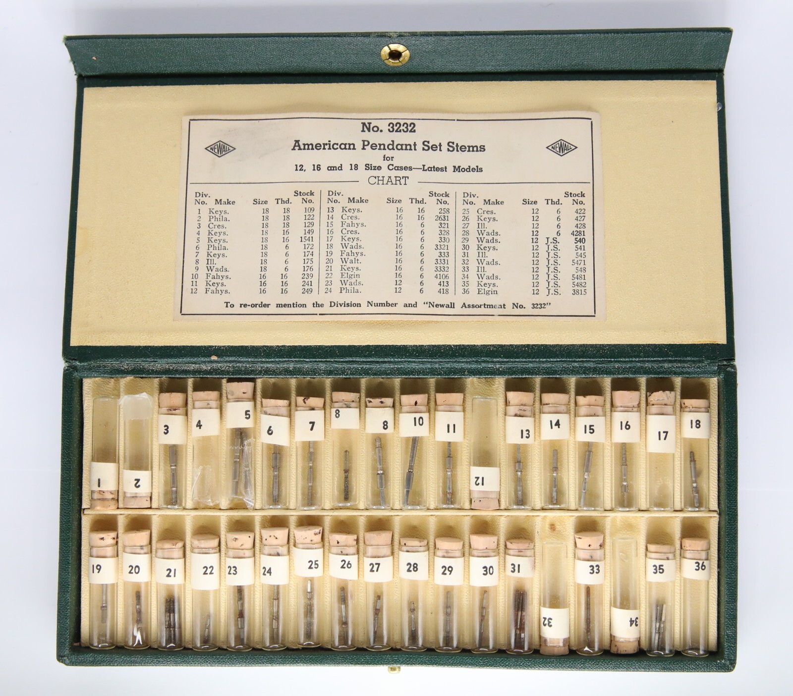 Newall Assortment #3232 NOS Pocket Watch Winding Stems (Pick A Size)