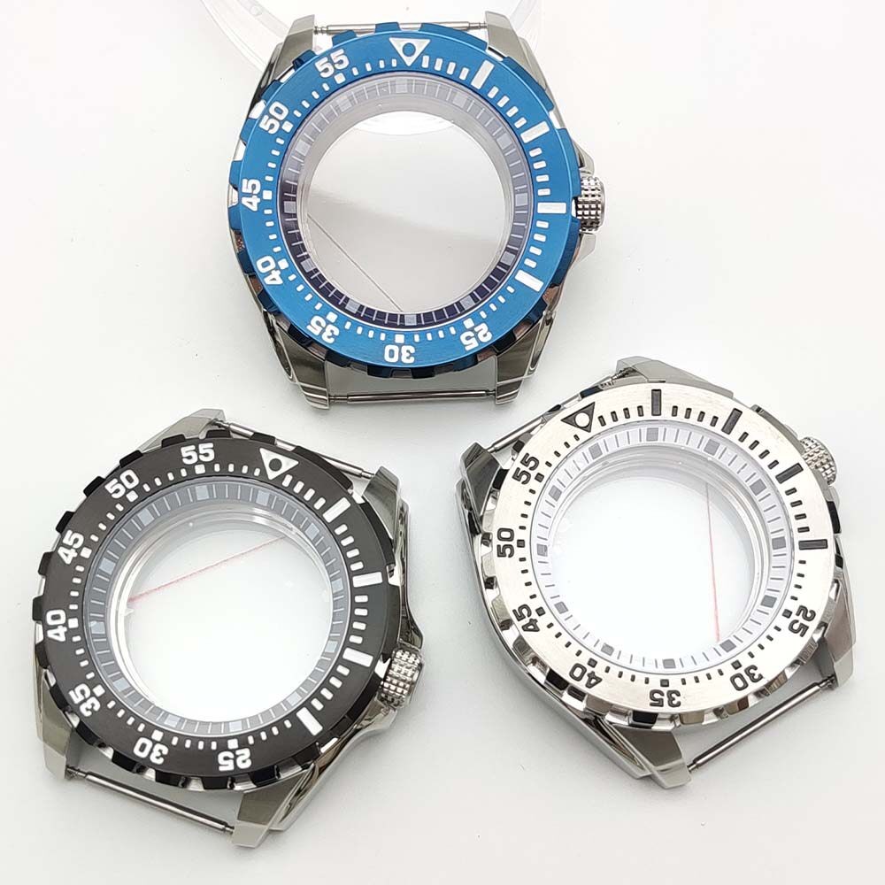 44mm Steel Watch Case Modify turtle Mod Sapphire Rotating For Seiko NH35A NH36