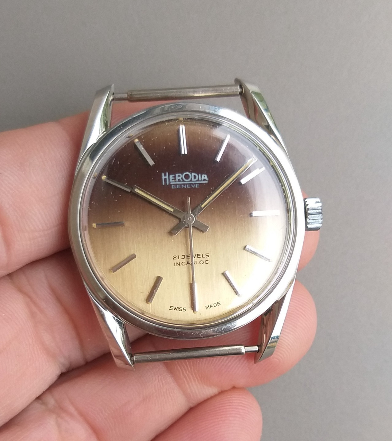 AS 1900 Steel Case + Dial 35mm Project Watch NOS Vintage Swiss Parts No Movement