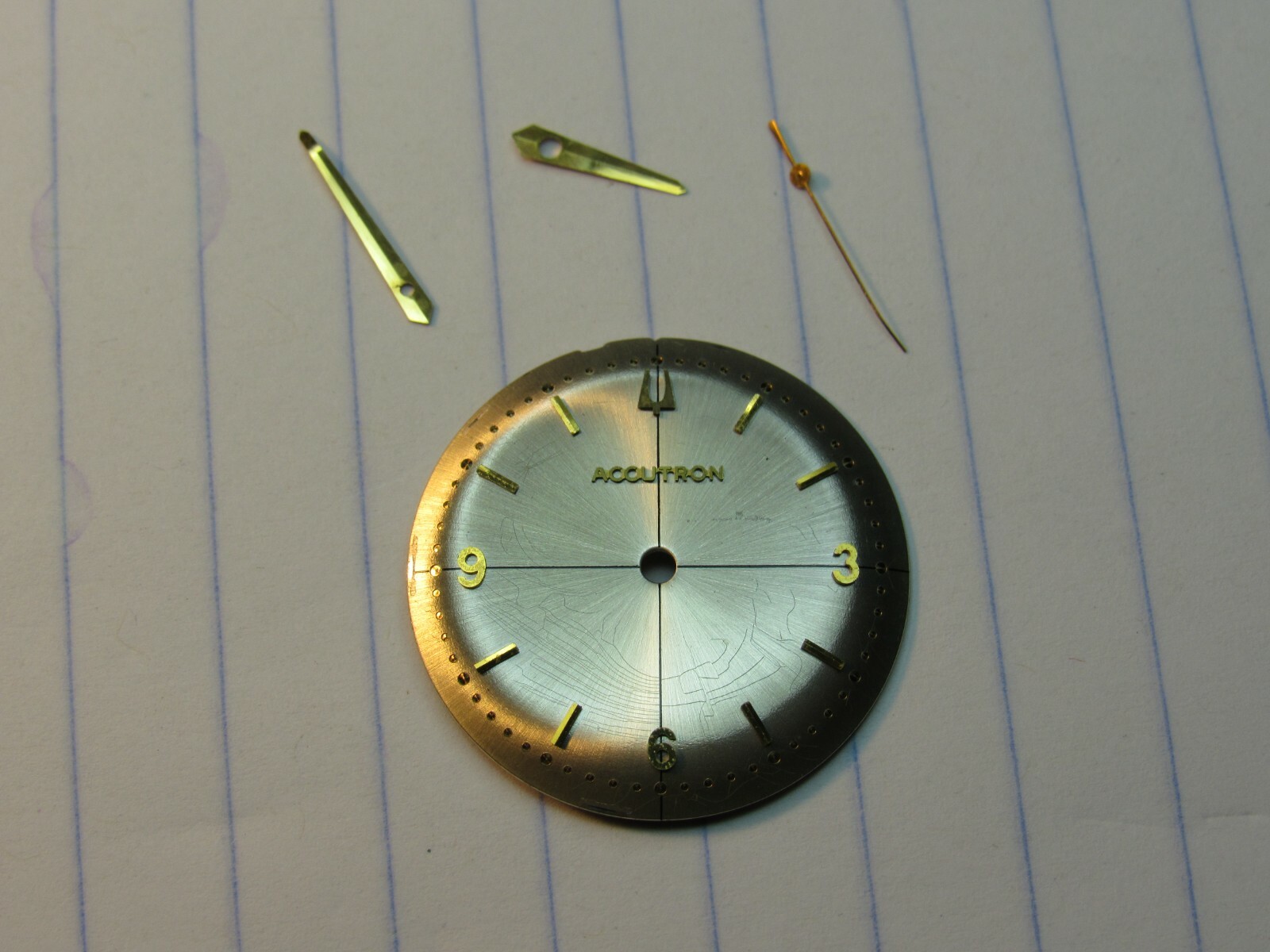 BULOVA ACCUTRON 214 Mens Crosshairs WATCH DIAL & Hand Set 1960s – 1970s (ABC)