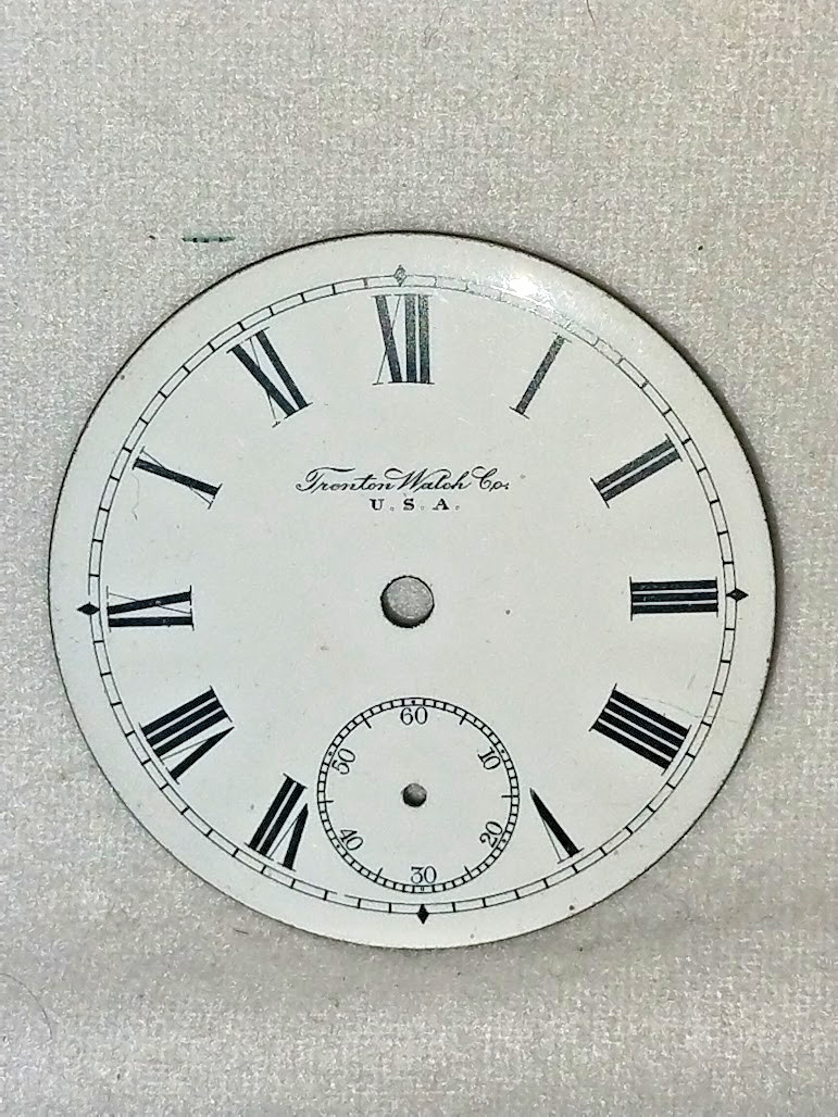 Vintage Trenton Watch Co. Porcelain Pocket Watch Dial. 45.33mm
