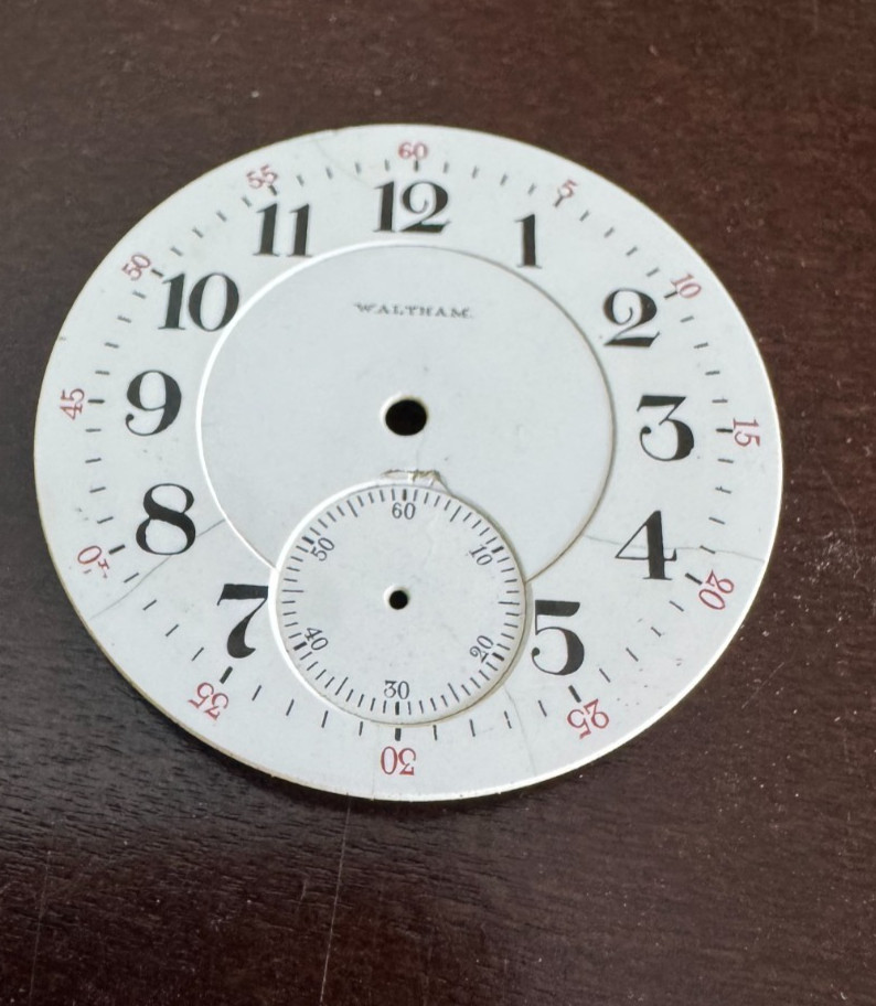 VINTAGE 18 SIZE WALTHAM 1892 POCKET WATCH RAILROAD PORCELAIN DIAL DOUBLE SUNK