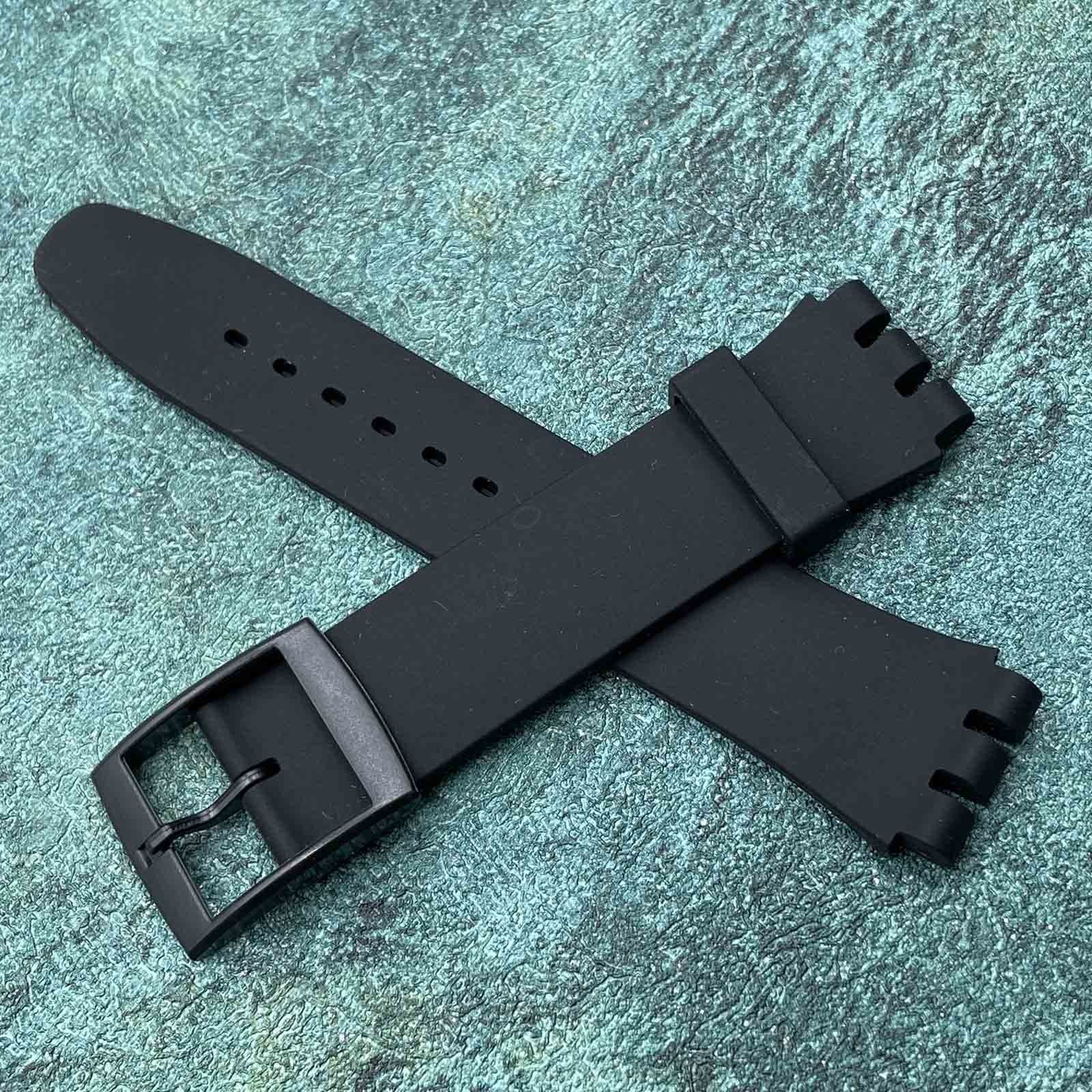 Silicone Rubber Watch Strap/Watch Band Replacement for Swatch 17mm Black