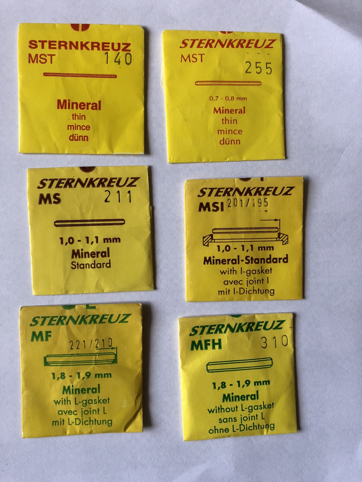Sternkreuz Mineral Watch Glasses various sizes see photo for details.