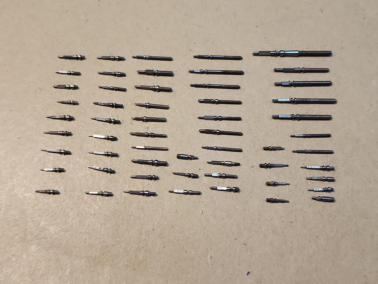 Lot Of 56 Mixed Wristwatch Winding/Setting Stems-Variety Of Types And Tap Sizes