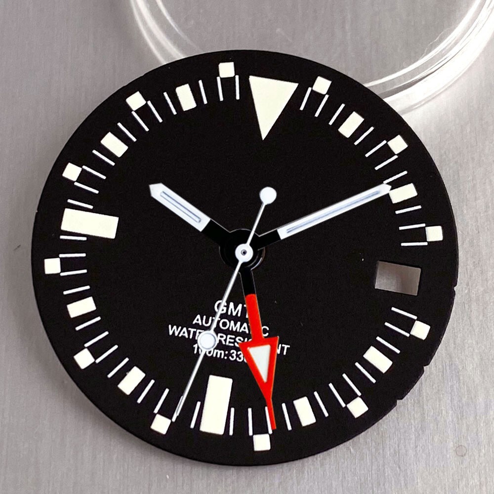 29mm Black NH34A Watch Dial Modified Accessories Luminous Diver Watch Dial
