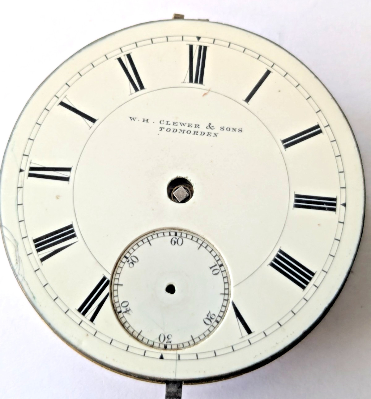 Antique W.H. Clever & Sons Todmorden English Pocket Watch Movement Dial 46mm F16