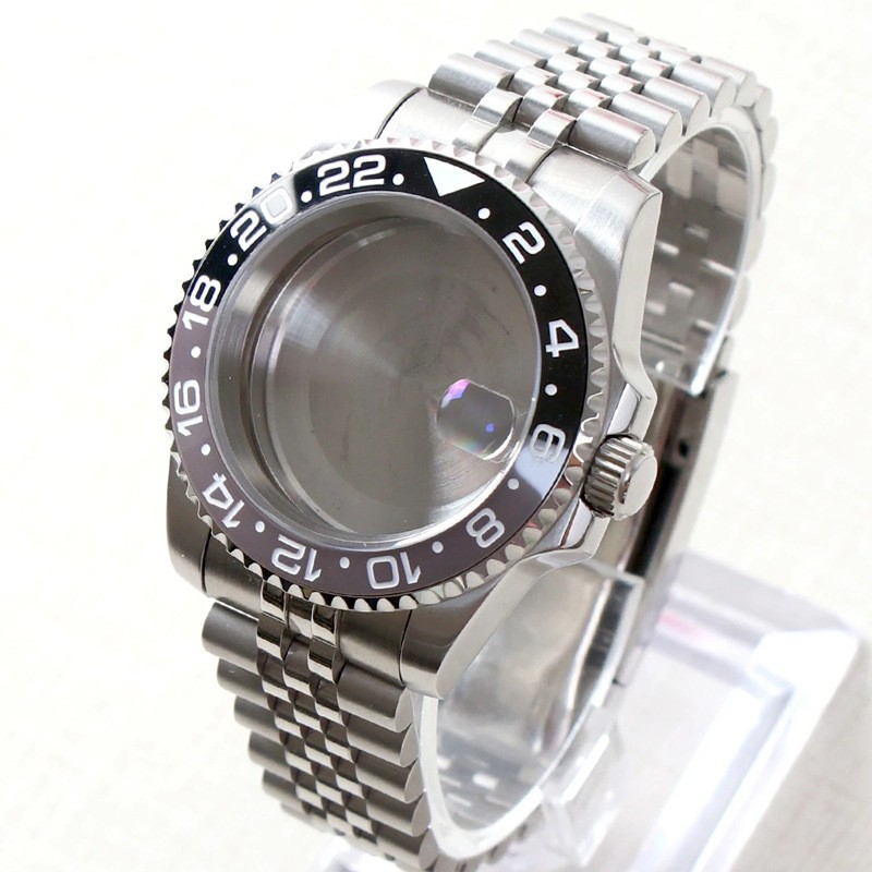Fit NH34 NH35A NH36 Sapphire Glass 40MM Watch Case Ceramic Bezel 24H Black Mod