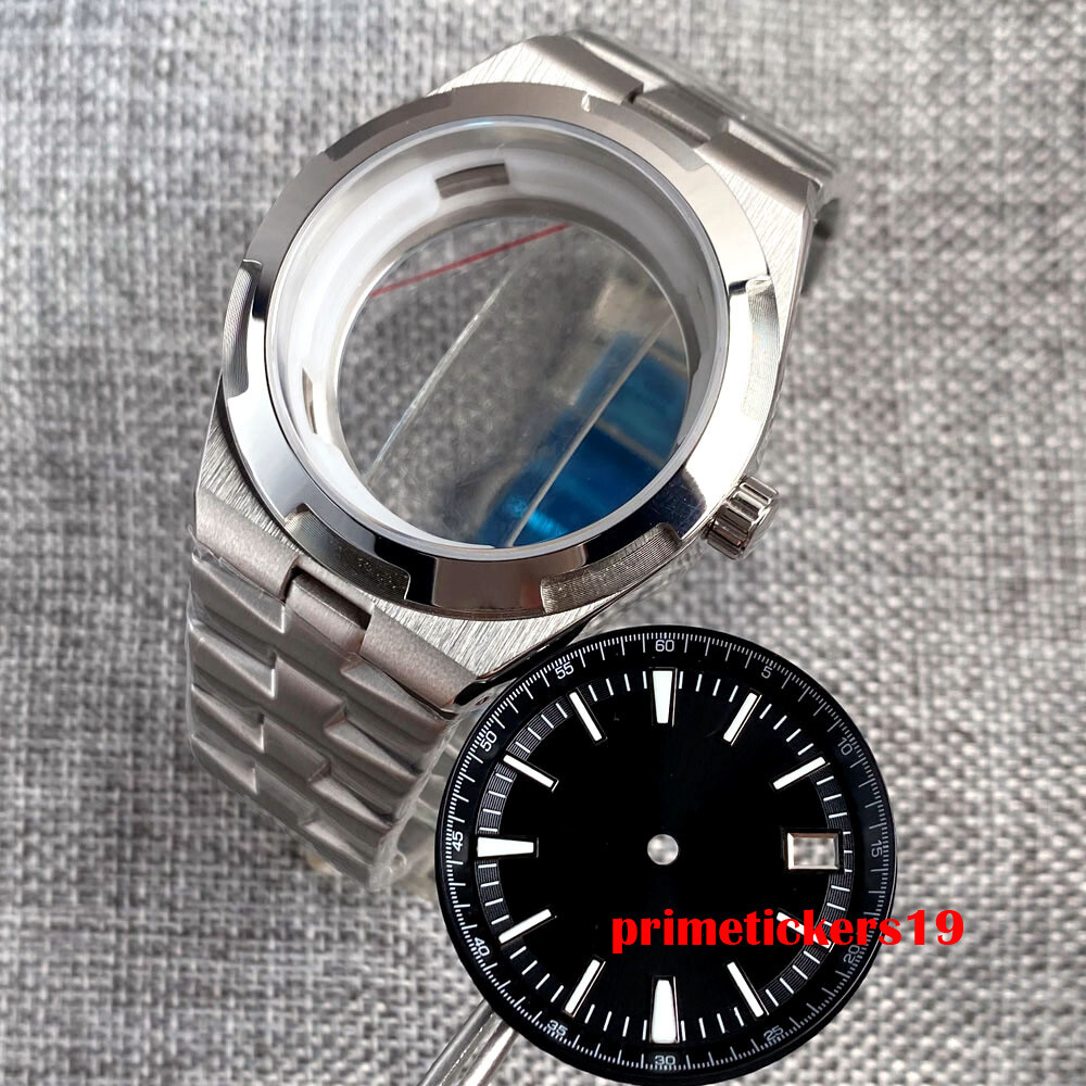 41mm Watch Case Transparent Back Bracelet Sapphire 33mm Dial Hands Fit NH35 Movt