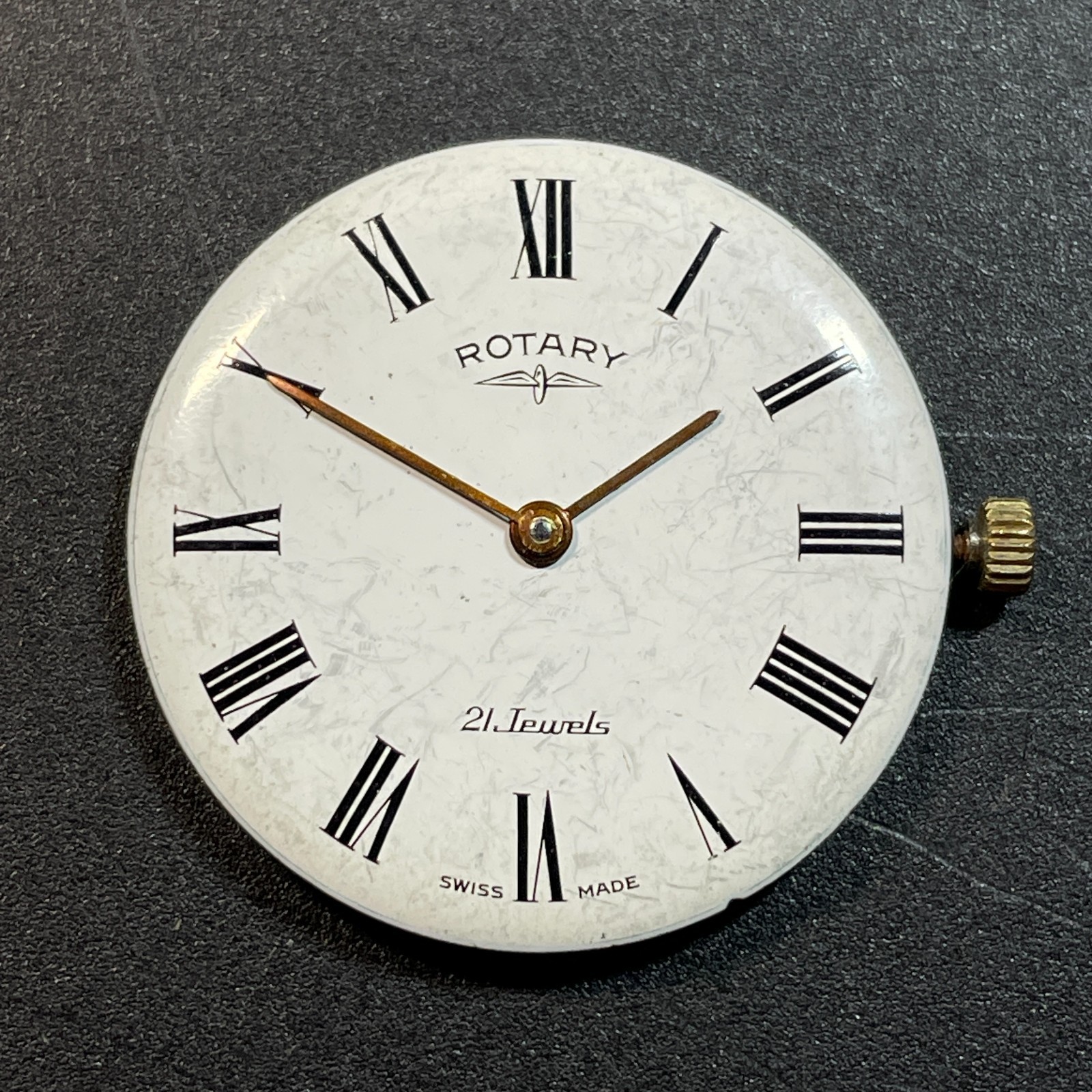 Watch Movement & Dial Enamel ROTARY Roman Face Horologist Parts or Practice 42