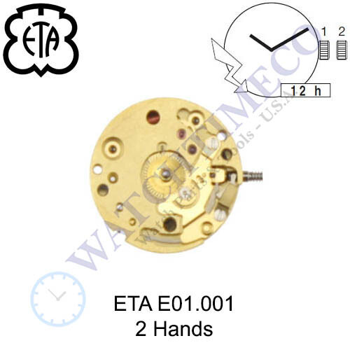 Genuine ETA E01.001 Watch Movement Swiss 2 Hands