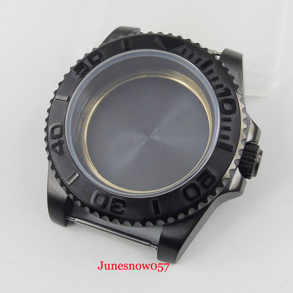 Fit NH35A/NH36A 40mm Black PVD Plated Watch Case Flat Sapphire Ceramic Insert